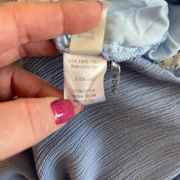 Women's S Tea & Cup White Lace Trim Romper Light Blue Romantic - Picture 10 of 11